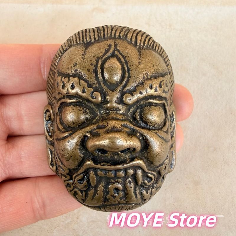 チベット式 イエロー 大黒天 マスク ペンダント 文玩 アクセサリー 吊