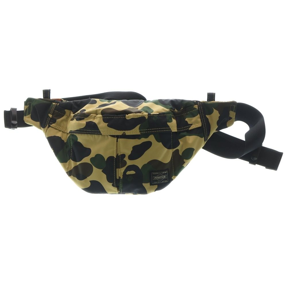 A BATHING APE (アベイシングエイプ) ×PORTER ポーター カモフラージュ柄 ナイロン ウエストバッグ ボディバッグ マルチカラー