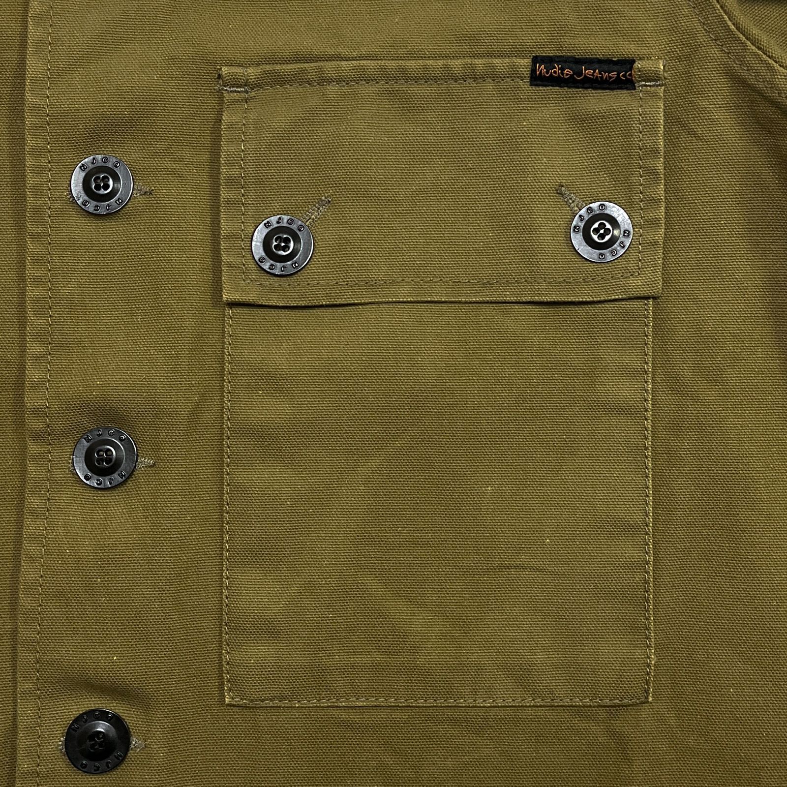 USED／EUメンズM】NUDIE JEANS STEN ARMY TWILL カバーオール オリーブ 