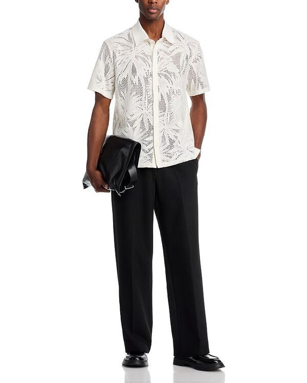 シムカイ メンズ トップス シャツ メッシュ SIMKHAI Conrad Short Sleeve Mesh Button Front Shirt Ivory アイボリー