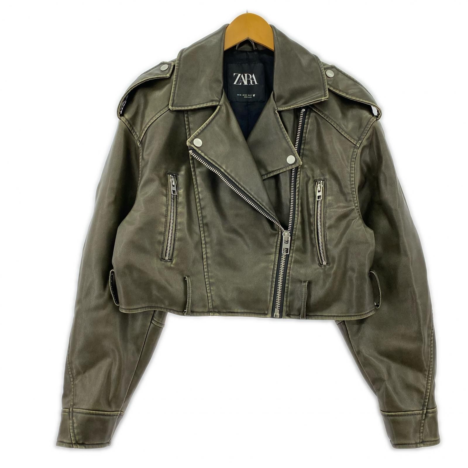 ZARA ザラ フェイクレザー ショート ライダースジャケット sizeEUR XS