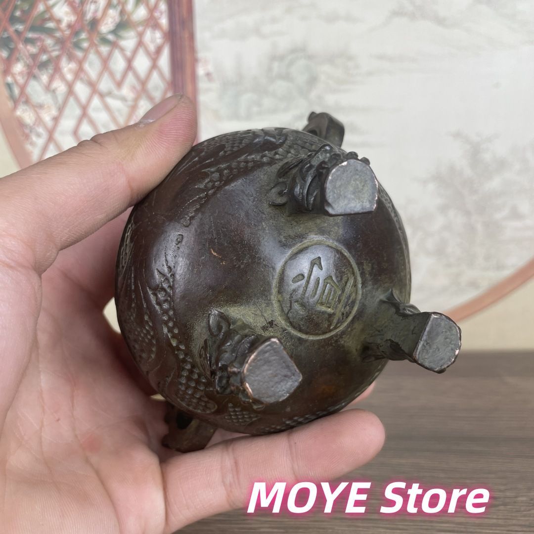 古銅 香炉 三足 鼎 香炉 古式 家庭 置物 茶道 家庭用 三足 宣徳炉