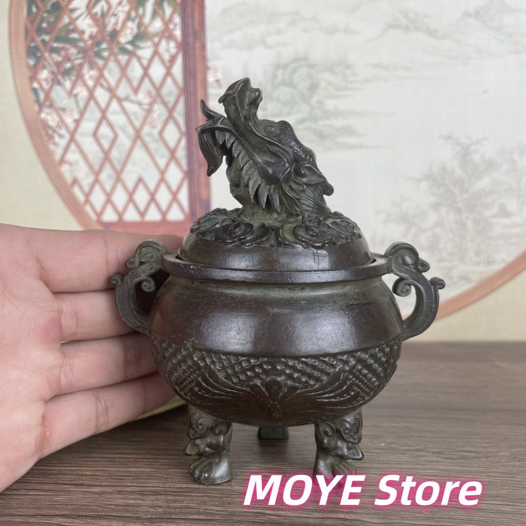 古銅 香炉 三足 鼎 香炉 古式 家庭 置物 茶道 家庭用 三足 宣徳炉
