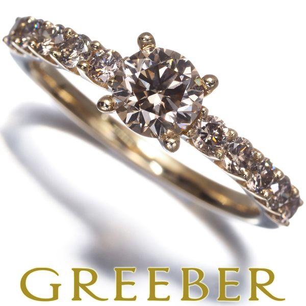 GSTV リング ブラウンダイヤ ダイヤモンド 0.80ct/0.50ct 16.5号 K18YG