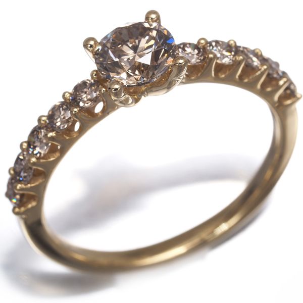 GSTV リング ブラウンダイヤ ダイヤモンド 0.80ct/0.50ct 16.5号 K18YG