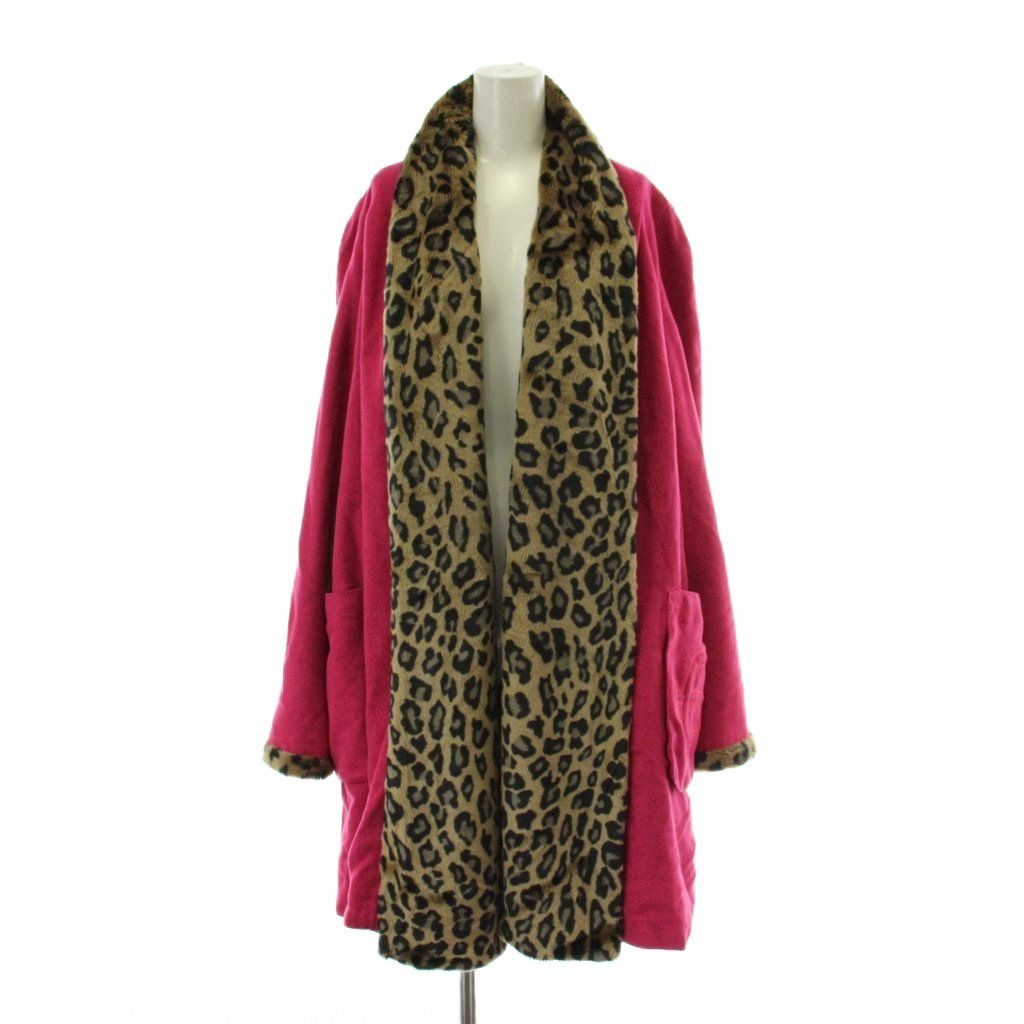 イタリヤ 伊太利屋 コート フリー ピンク 裏地レオパード柄 ショール