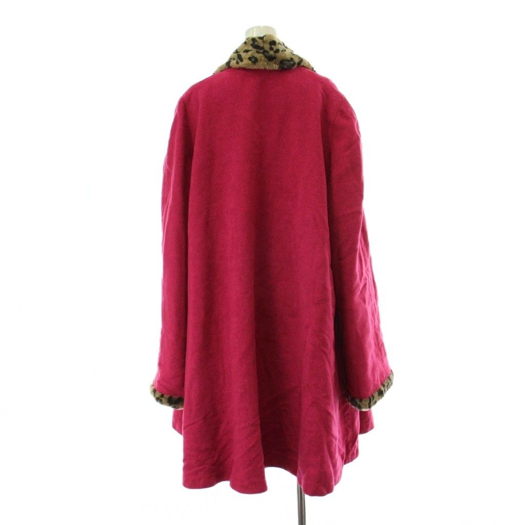 イタリヤ 伊太利屋 コート フリー ピンク 裏地レオパード柄 ショール