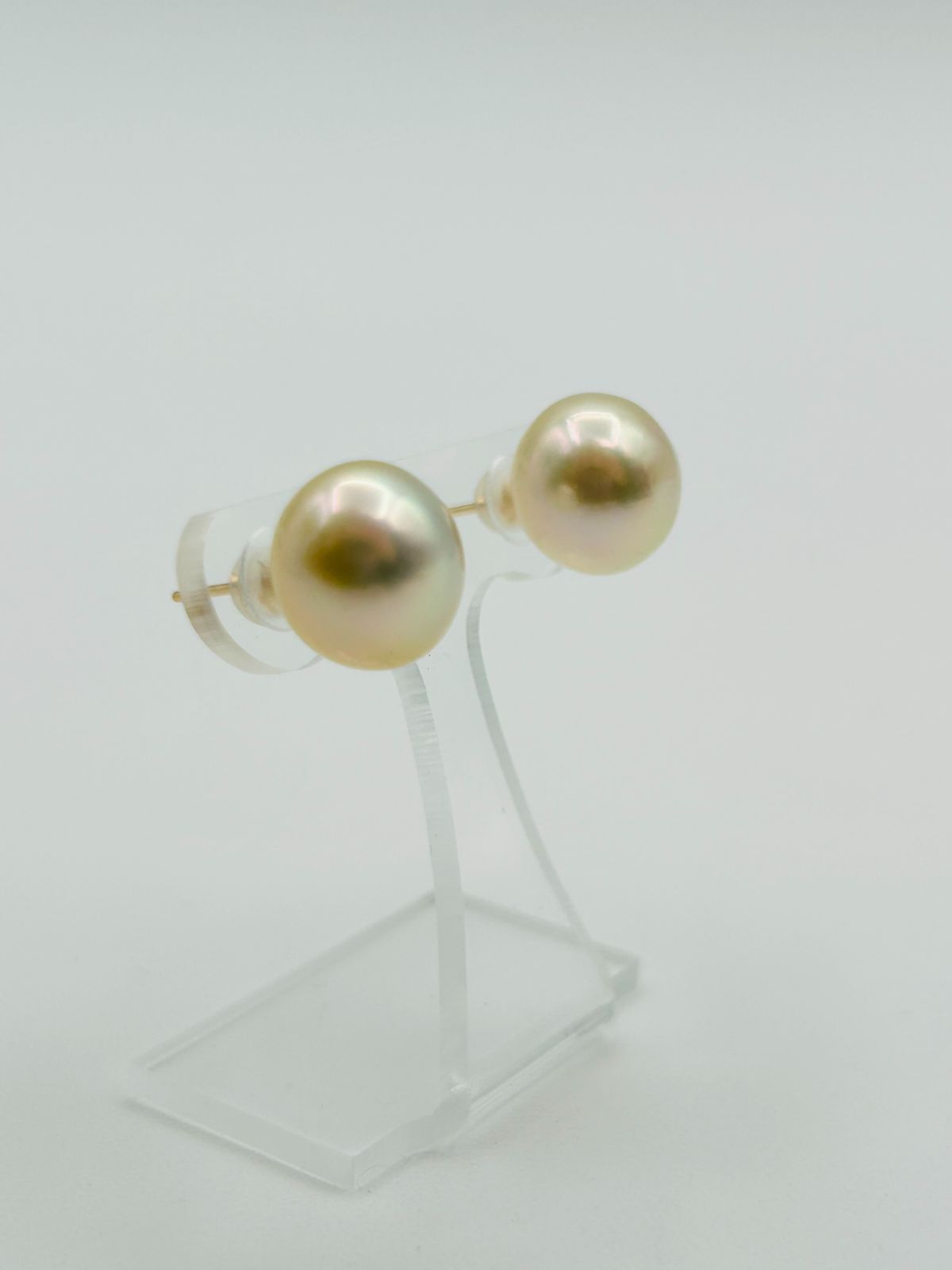 南洋 白蝶 パール 真珠 ピアス K14WG 11.0mmUP シャンパンカラー South