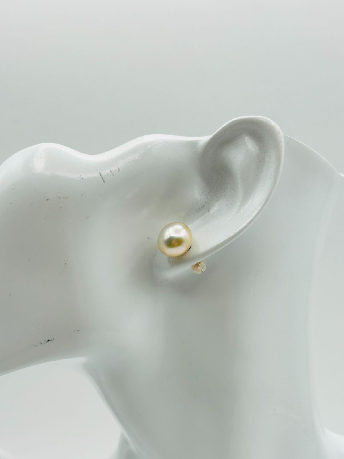 南洋 白蝶 パール 真珠 ピアス K14WG 11.0mmUP シャンパンカラー South