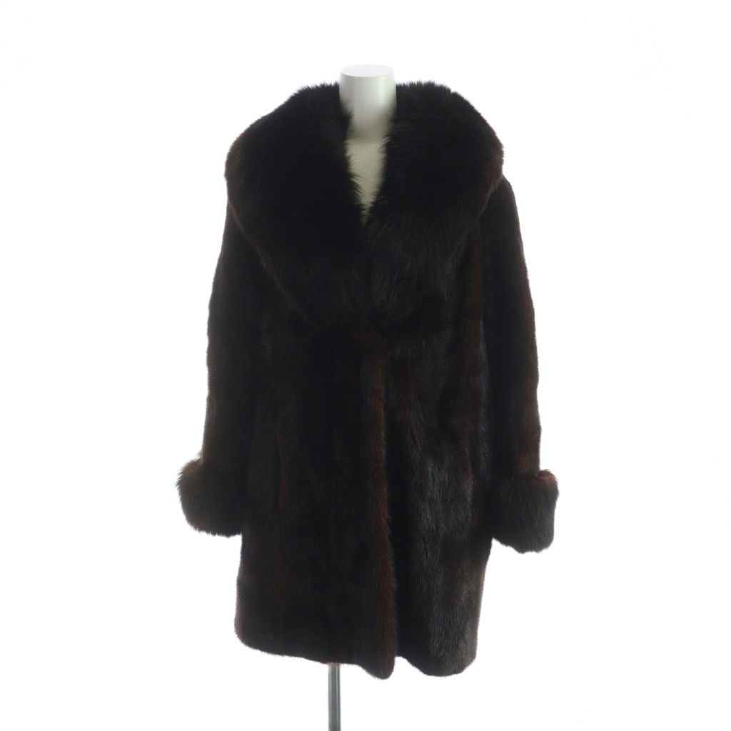 ノーブランド品 毛皮コート 長袖 総裏地 ミンクファー フォックス