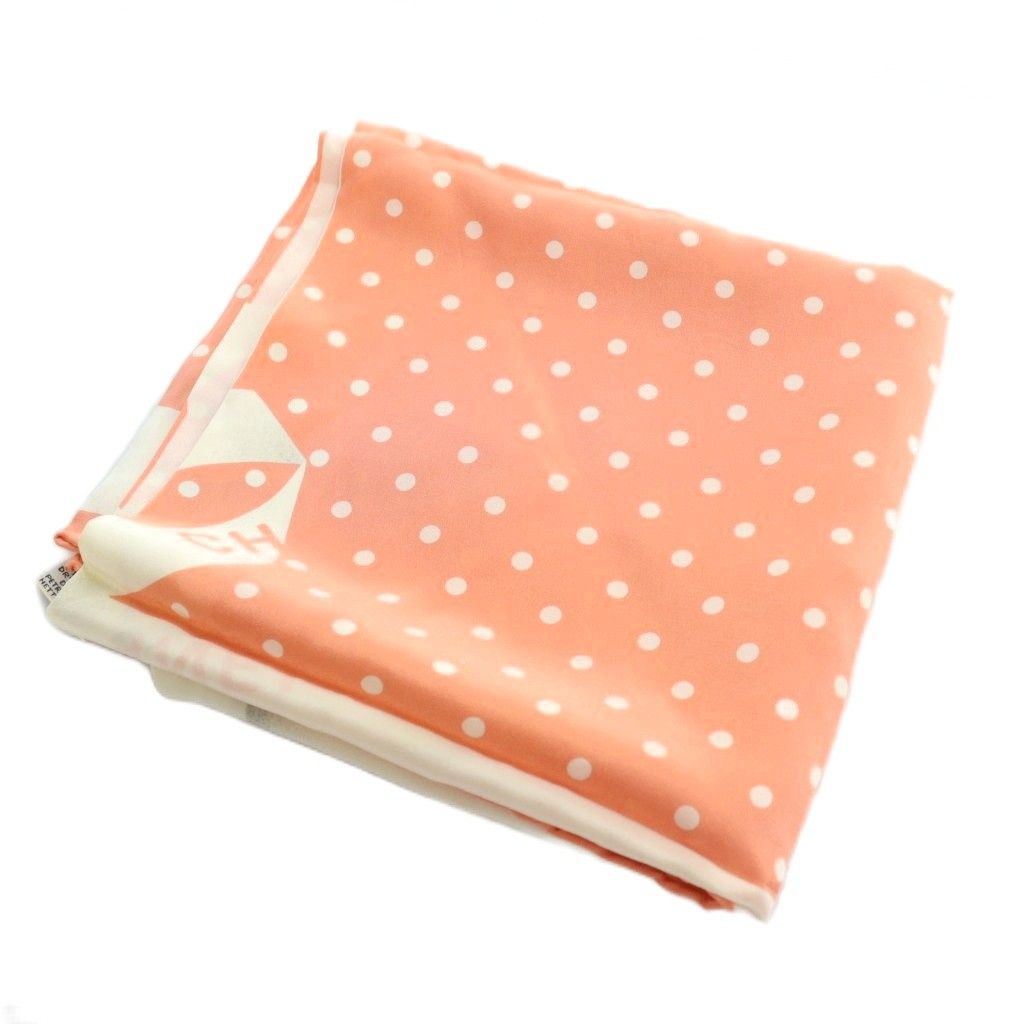 シャネル CHANEL 大判スカーフ ショール ロゴ ドット柄 総柄 絹 シルク