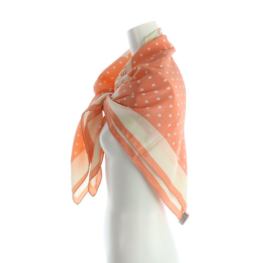 シャネル CHANEL 大判スカーフ ショール ロゴ ドット柄 総柄 絹 シルク