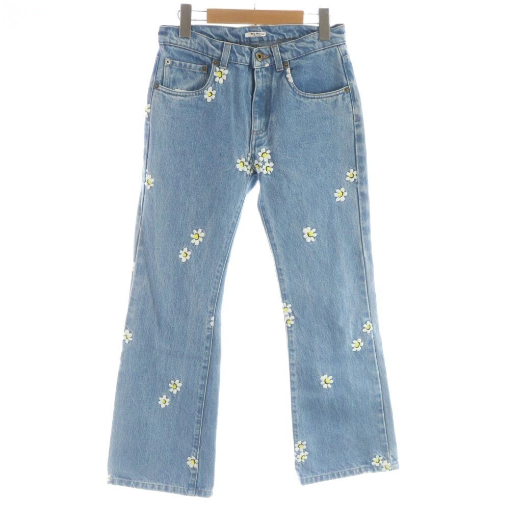 ミュウミュウ miumiu ジーンズ デニムパンツ ブーツカット 刺繍