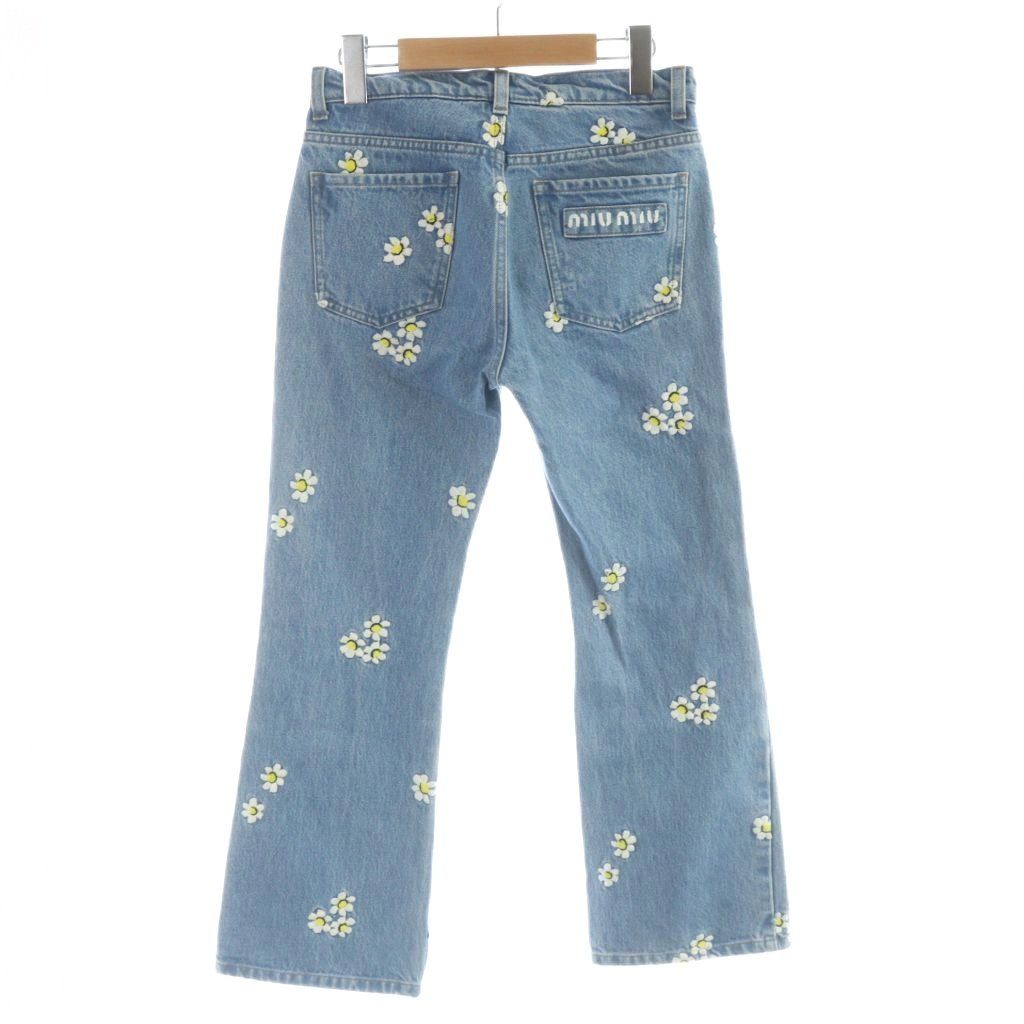 ミュウミュウ miumiu ジーンズ デニムパンツ ブーツカット 刺繍