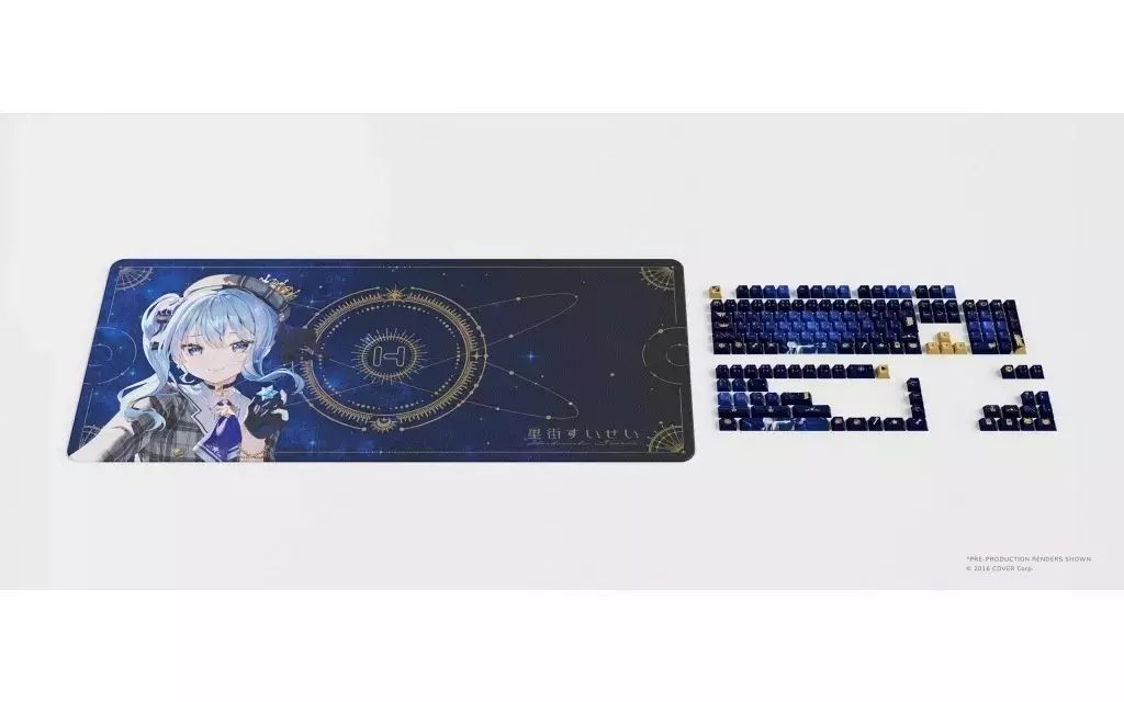 [Used] PC hard key cap & mouse pad HYTE Hoshimachi Suisei Keycap + Mouse Pad