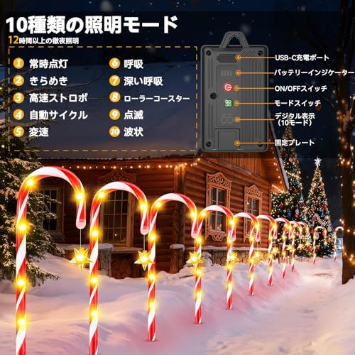 Letmy クリスマス 飾り ソーラーライト 屋外 防水IP65 キャンディ