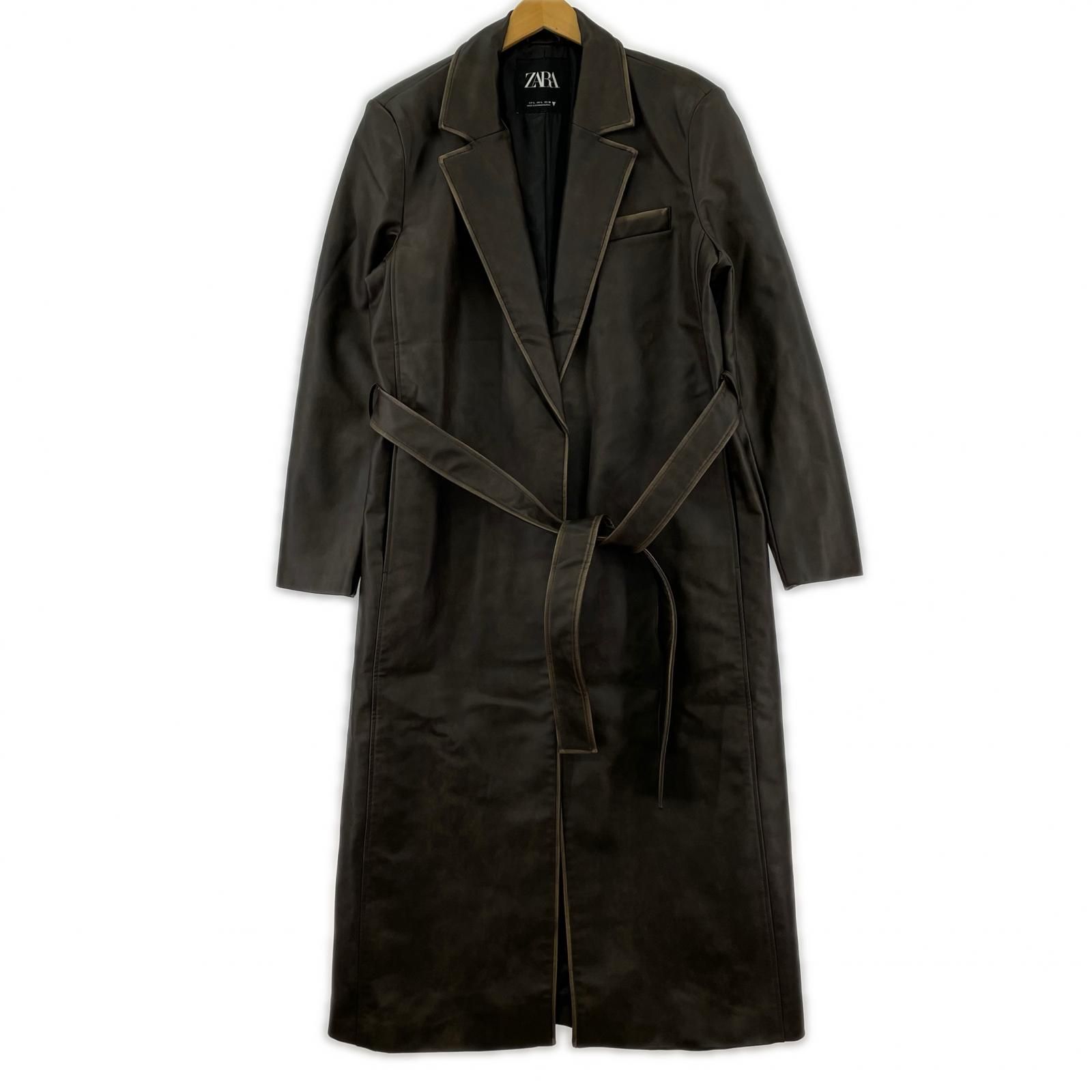 ZARA ザラ PUレザー ヴィンテージ加工 チェスターコート sizeEUR L