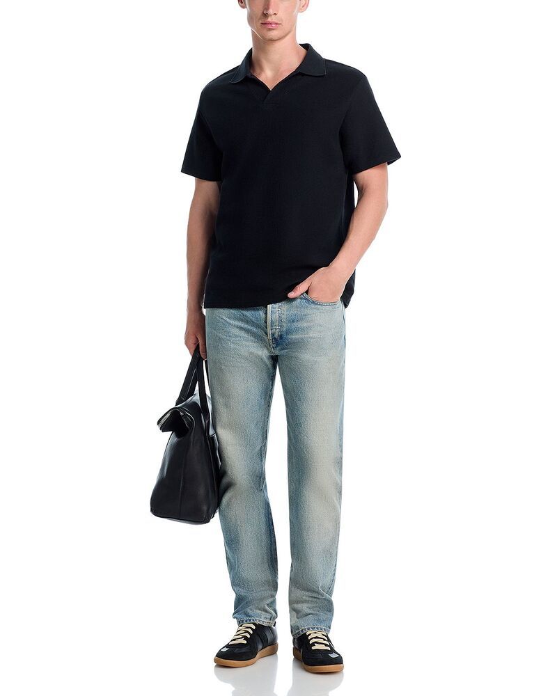 フレーム メンズ トップス ポロシャツ FRAME Jacquard Short Sleeve Open Collar Polo Shirt Black ブラック