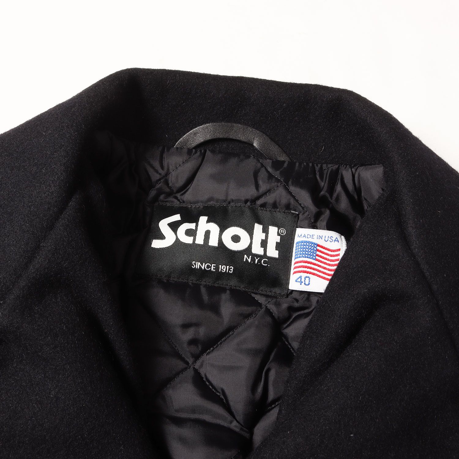 新品】Schott ショット コート ブラック 黒 サイズ:40 | メルトン