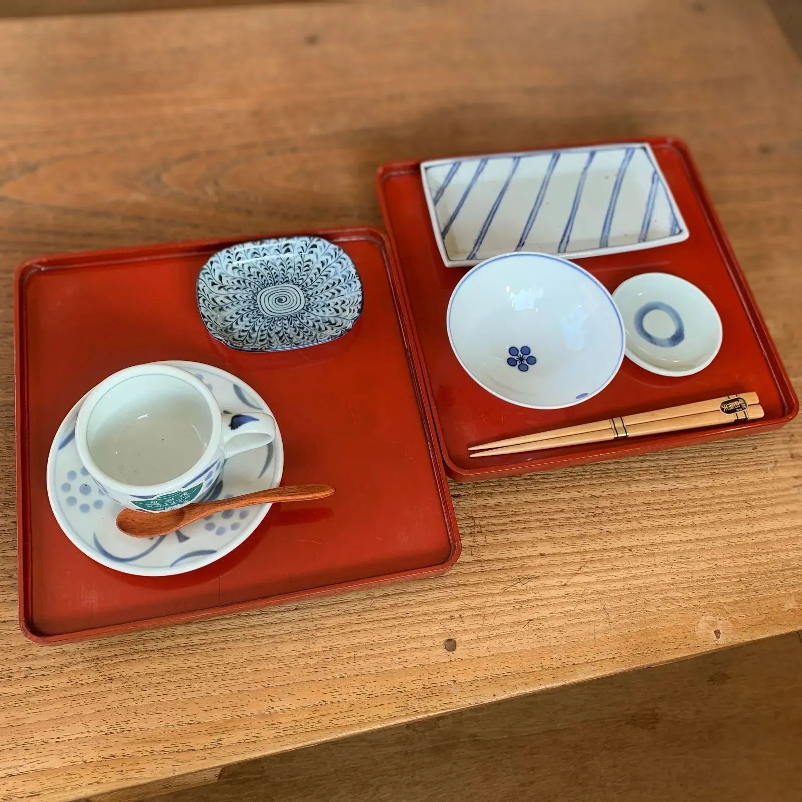 脚付盆 角盆 膳 2枚セット 漆器 朱塗 /HM-0277 - メルカリ