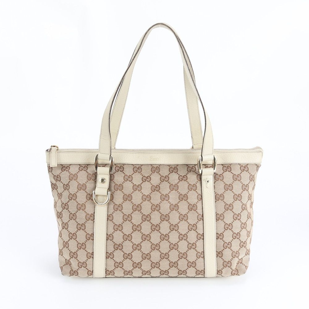 美品 グッチ GGキャンバス 141470 レザー トート バッグ 肩掛け