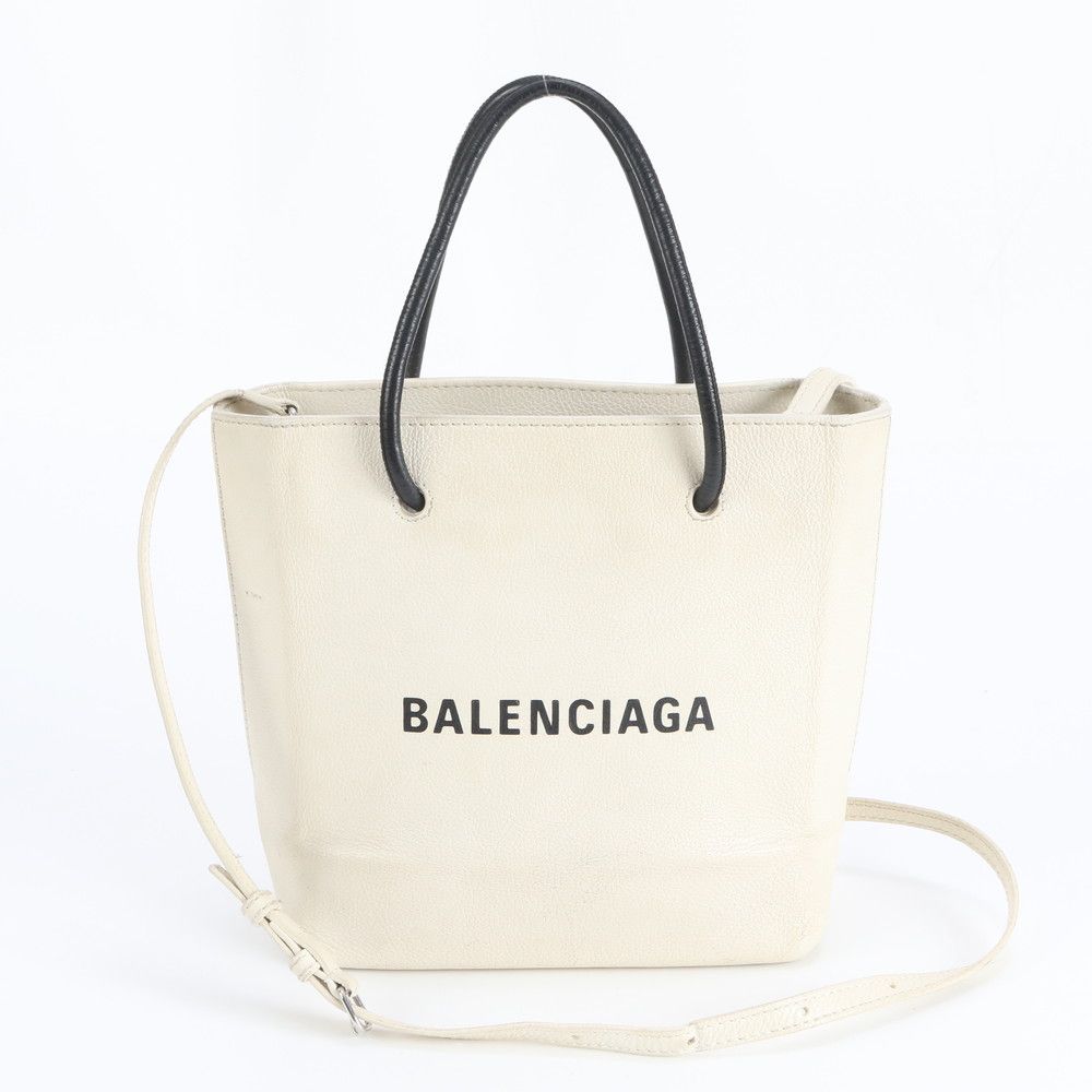 美品　バレンシアガ　バザールイエローホワイト　本革　ショルダーバッグ BALENCIAGA BAG - 美品 バレンシアガ バザールイエローホワイト 本革