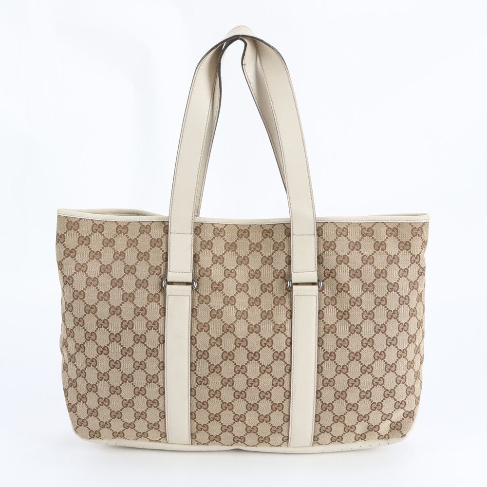 美品 グッチ GGキャンバス 153238 レザー トート バッグ 肩掛け