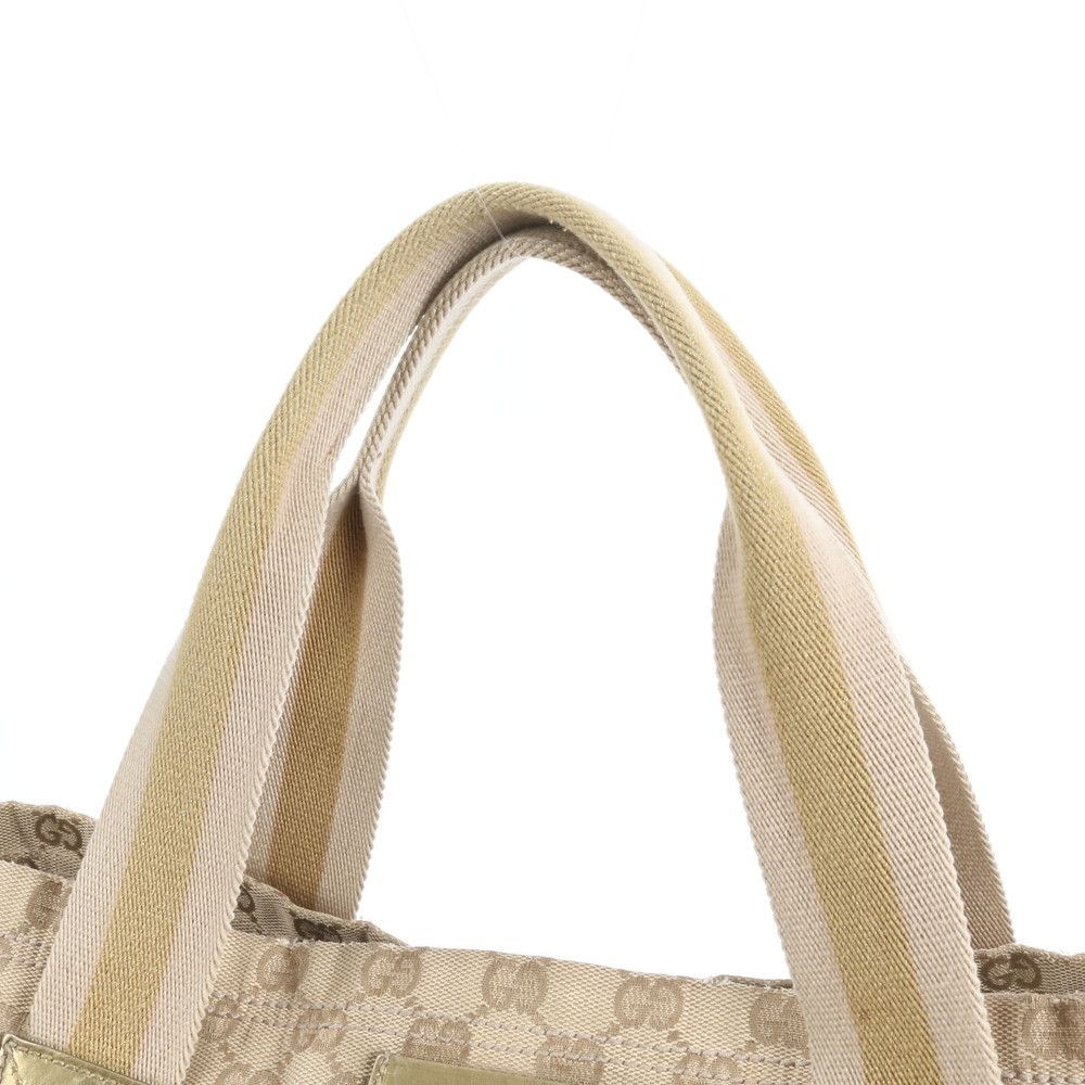 美品 グッチ GGキャンバス ベージュ 189669 レザー トート バッグ