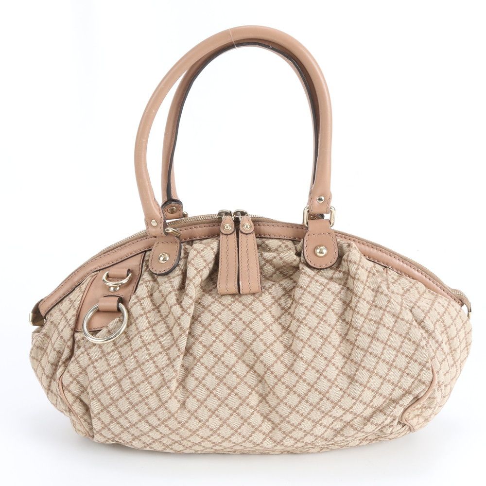 美品 グッチ ディアマンテ スーキー ベージュ 223974 レザー トート