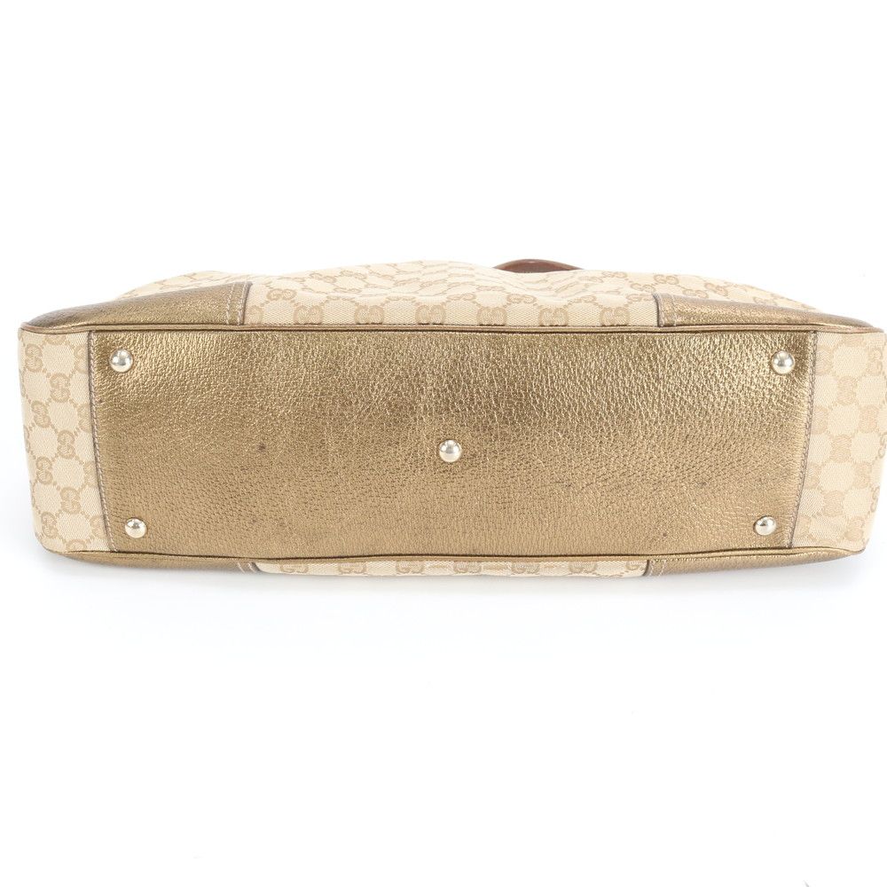 美品 グッチ GGキャンバス プリンシー 161719 レザー トート バッグ