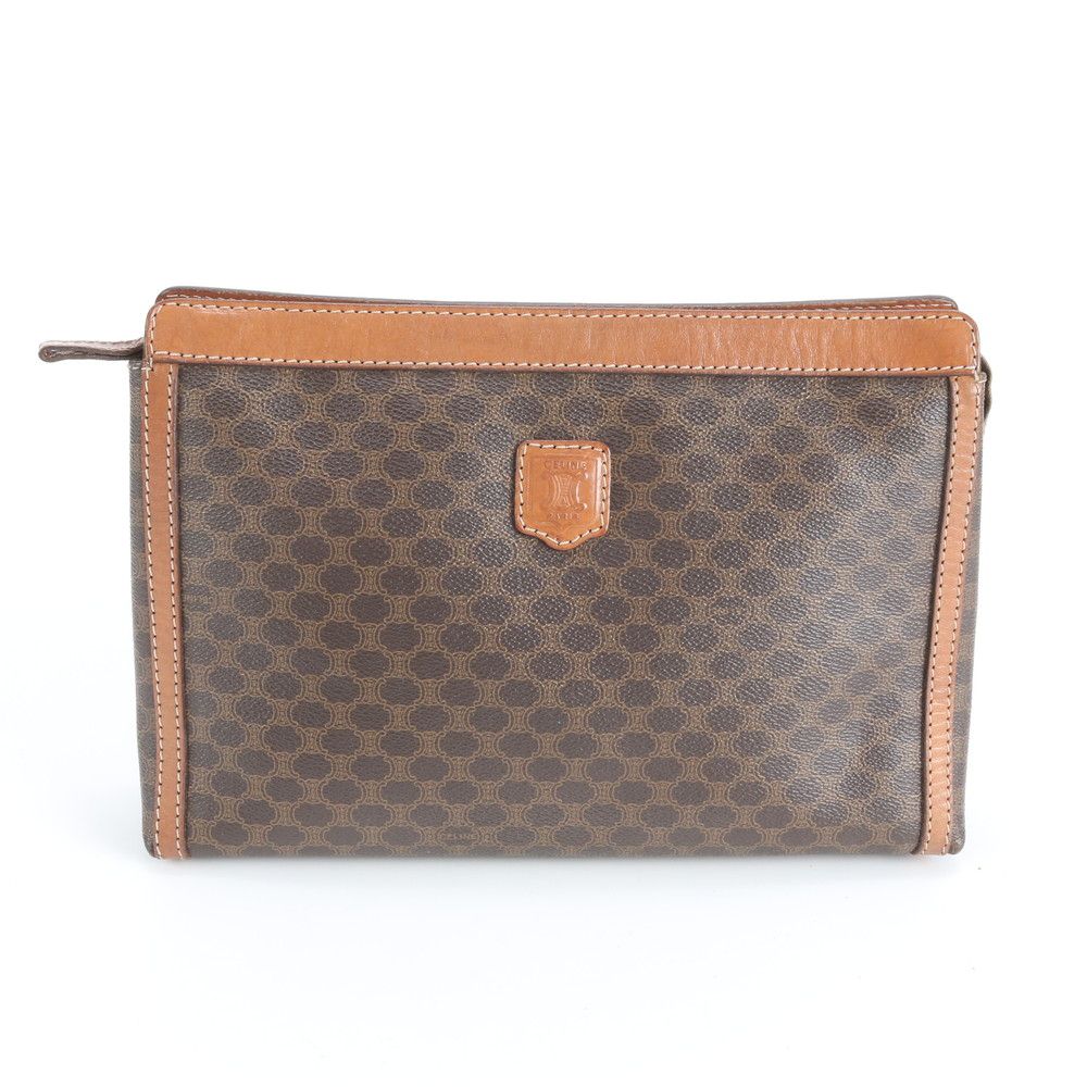 美品 セリーヌ マカダム レザー セカンドバッグ クラッチ ポーチ 通勤