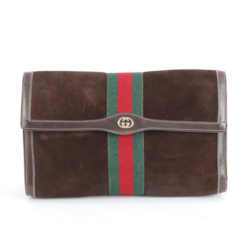 美品 グッチ シェリー ライン レザー セカンドバッグ クラッチ ポーチ