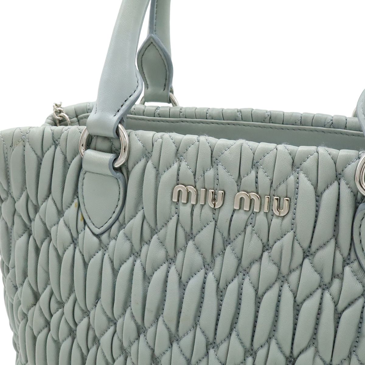 Miu Miu ミュウ ミュウ ミュウミュウ ナッパクリスタル ギャザー 