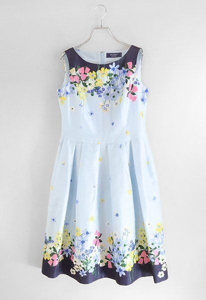 M'S GRACY ◇ ノースリーブ フラワープリント ワンピース ブルー