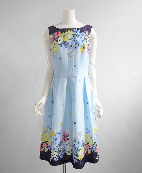 M'S GRACY ◇ ノースリーブ フラワープリント ワンピース ブルー