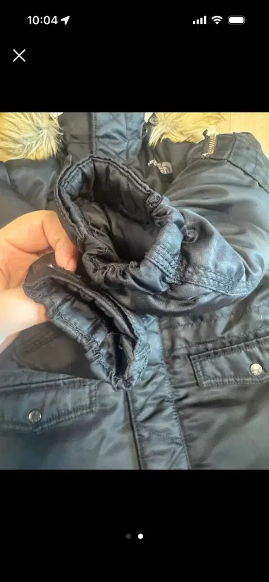 THE NORTH FACE ザノースフェイス ブラック ダウン アウター ファー フード 120