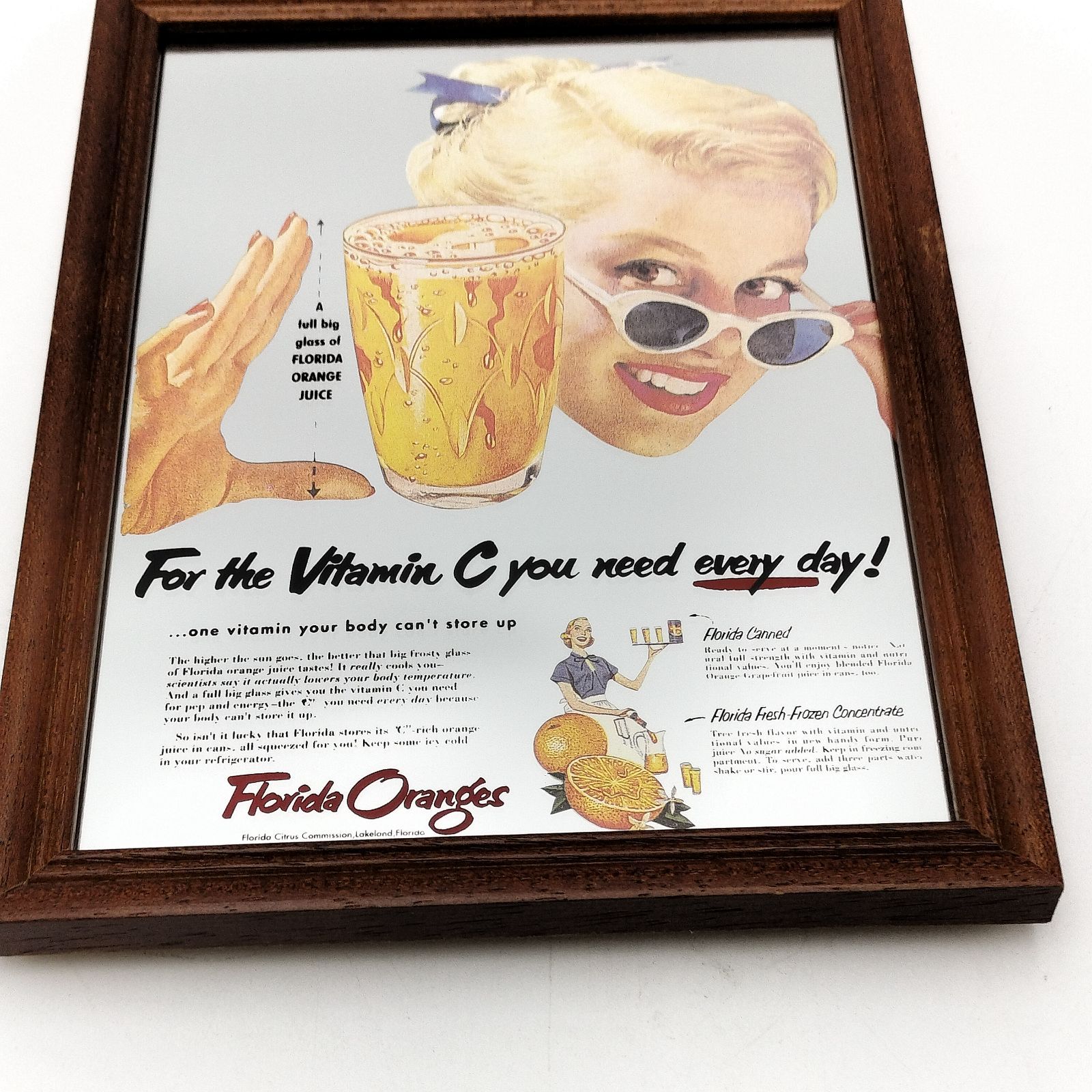 未使用】パブミラー Florida Oranges フロリダオレンジ 鏡 壁掛け