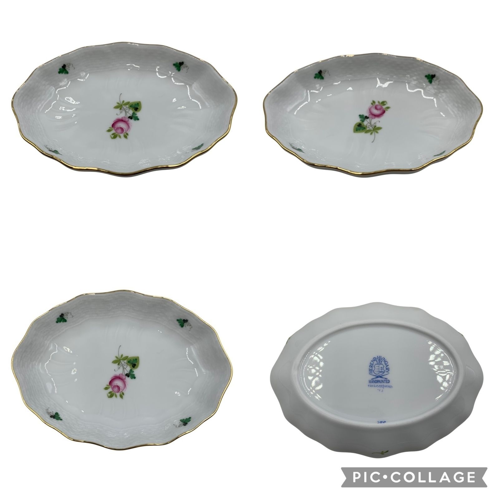 □美品 Herend ヘレンド 小皿 5枚セット 約16.5cm オーバル ハンド