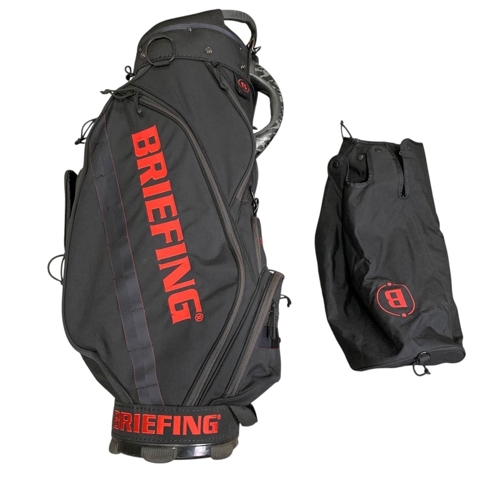 □BRIEFING キャディバッグ 8.5型 ブラック レッドロゴ 5分割 高さ約