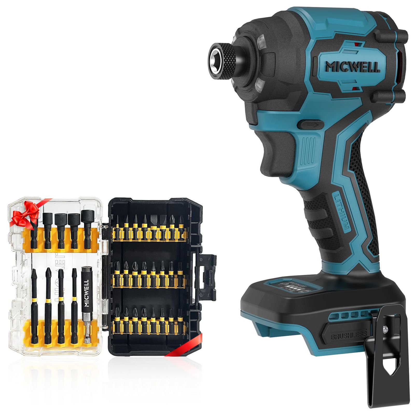 【迅速に発送】MICWELL 充電式インパクトドライバー マキタ18Vバッテリー互換(本体のみ) 軽量6.35mmインチ ブラシレスモーター 電動インパクトドライバー トルク260N?m 4眼LED 4段変速?正逆転両用 スバッグ付き fb1d6f11