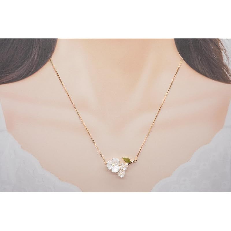 新品】 [アクセソワール] ABS花型パーツネックレス ゴールド ホワイト