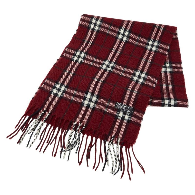 バーバリー チェック マフラー ボルドー ワインレッド ウール