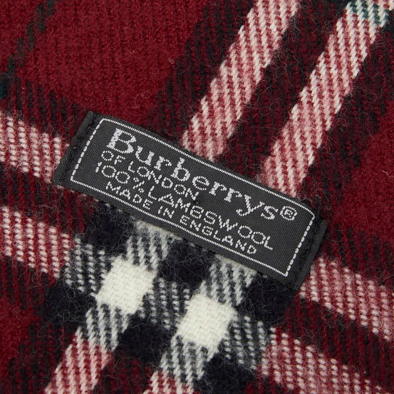 バーバリー チェック マフラー ボルドー ワインレッド ウール