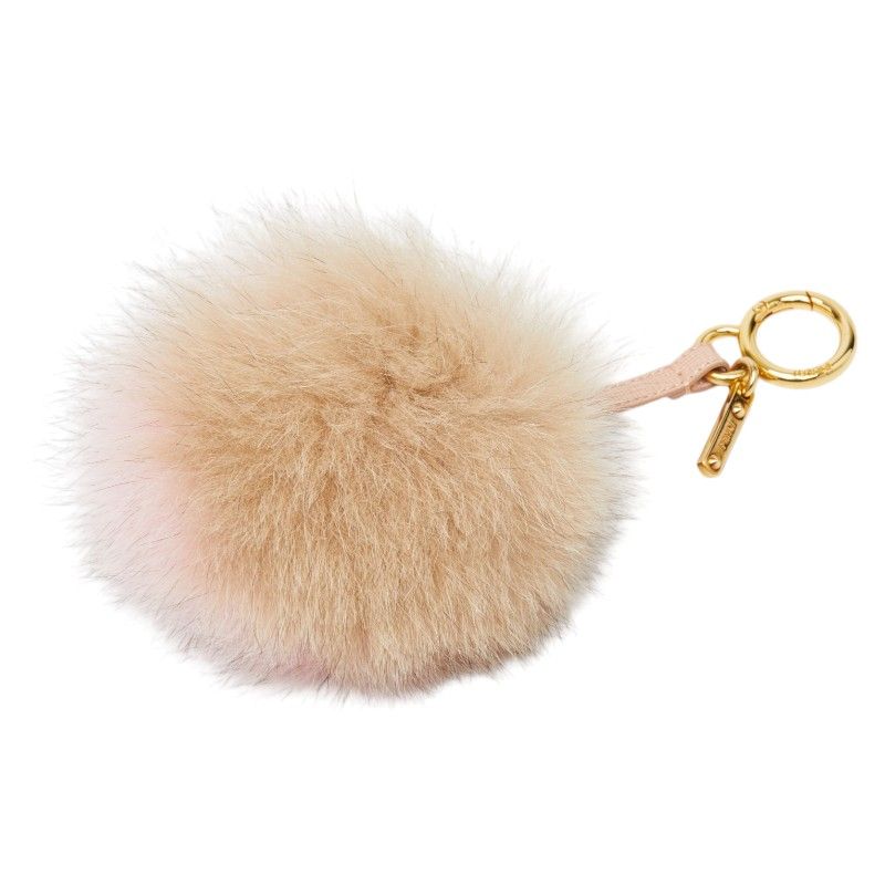 フェンディ ポンポン チャーム キーホルダー 7AR259 ピンク ブラウン