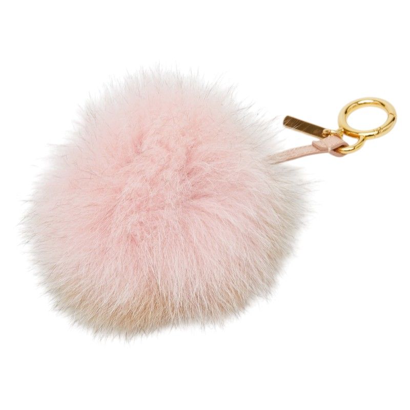 フェンディ ポンポン チャーム キーホルダー 7AR259 ピンク ブラウン