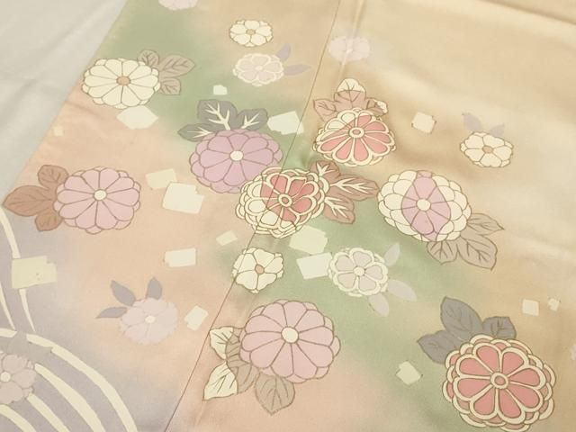 平和屋着物●訪問着　流水花丸文　暈し染め　金彩　正絹　逸品　AABF3995ck 平和屋着物○訪問着 流水花丸文 暈し染め 金彩 正絹 逸品 AABF3995ck
