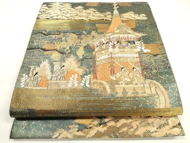 平和屋着物◎西陣 服部織物謹製 太鼓柄袋帯 祭礼文様 金糸 引箔 正絹 平和屋着物◎西陣 服部織物謹製 太鼓柄袋帯 祭礼文様 金糸 引箔 正絹