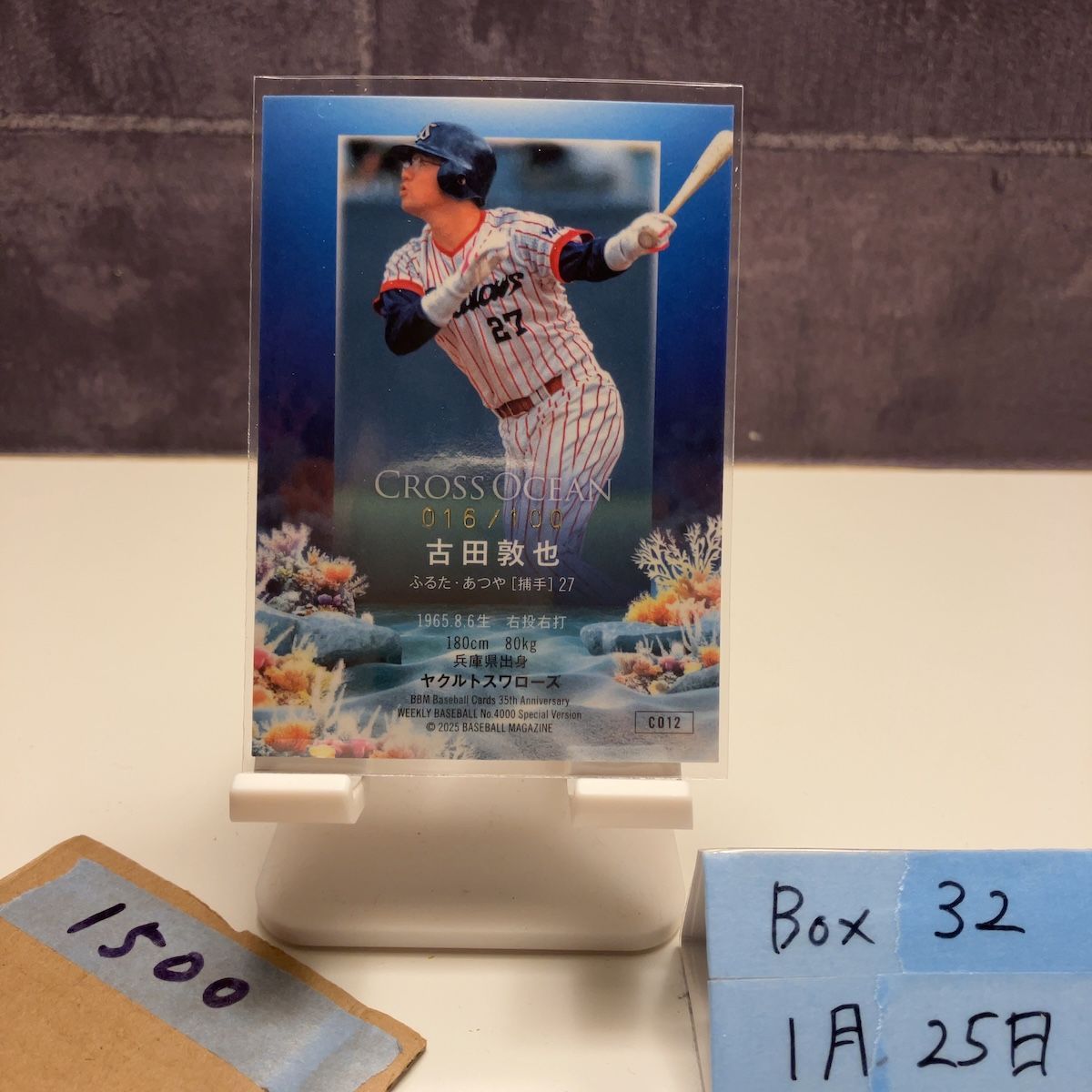 2025 BBM 古田敦也 016/100 緑箔サイン ヤクルトスワローズ 35th