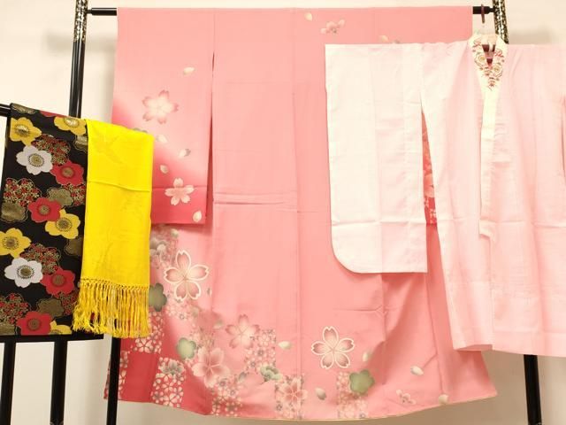 平和屋着物[]七五三 女の子 7歳 祝着 四つ身 長襦袢(単衣)・袋帯