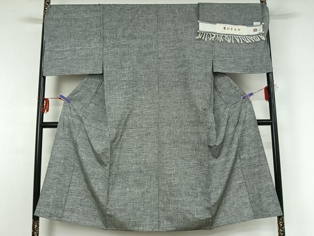 平和屋着物男性　紬　単衣　霞文　反端付き　正絹　逸品　キングサイズ　AABG3838jh